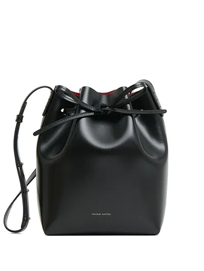 Mansur Gavriel Mini Leather Bucket Bag In Black