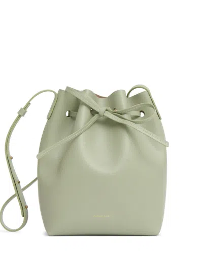 Mansur Gavriel Mini Leather Bucket Bag In Green
