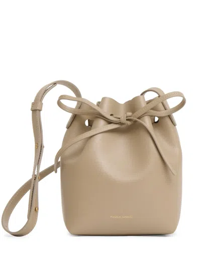 Mansur Gavriel Mini Leather Bucket Bag In Grey