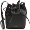 Mansur Gavriel Mini Mini Leather Bucket Bag In Black/flamma