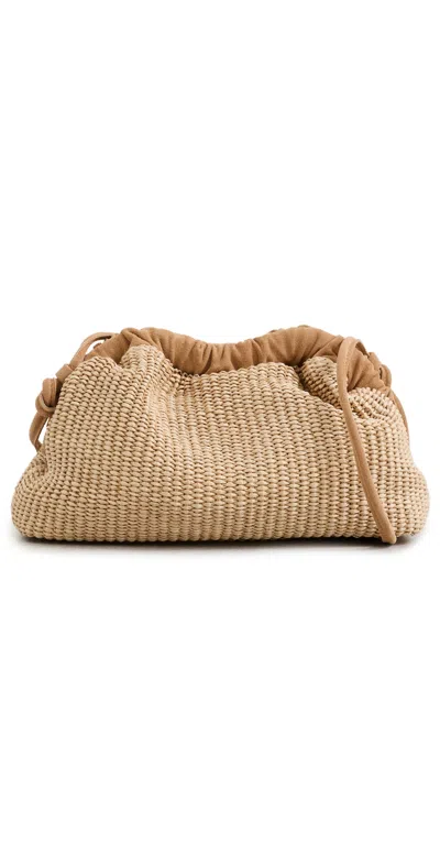 Mansur Gavriel Mini Raffia Cloud Clutch Natural In Brown