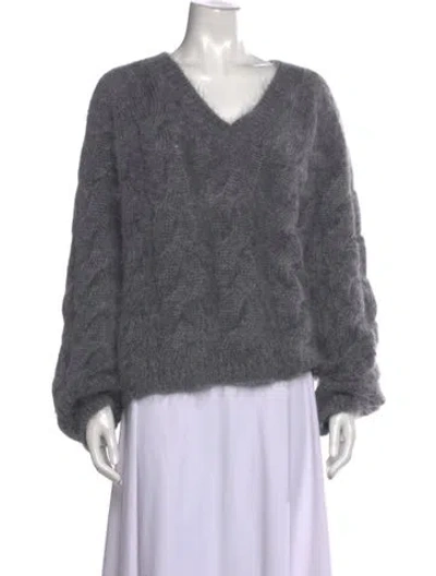 Pre-owned Mansur Gavriel Mohair V-neck Sweater In Grey