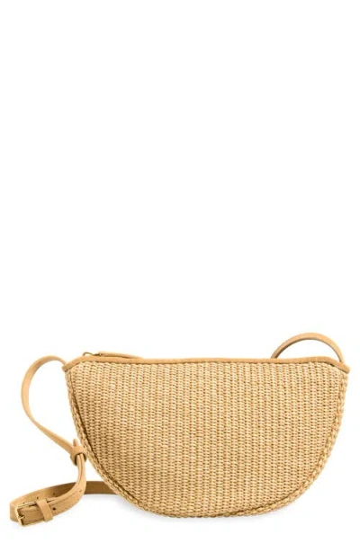 Mansur Gavriel Moon Raffia Sling Bag In Brown