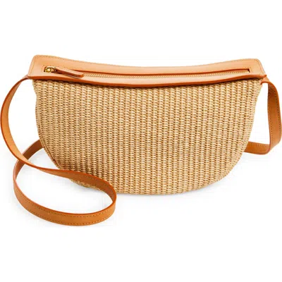 Mansur Gavriel Moon Raffia Sling Bag In Natural