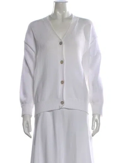 Pre-owned Mansur Gavriel Nylon V-neck Sweater In White