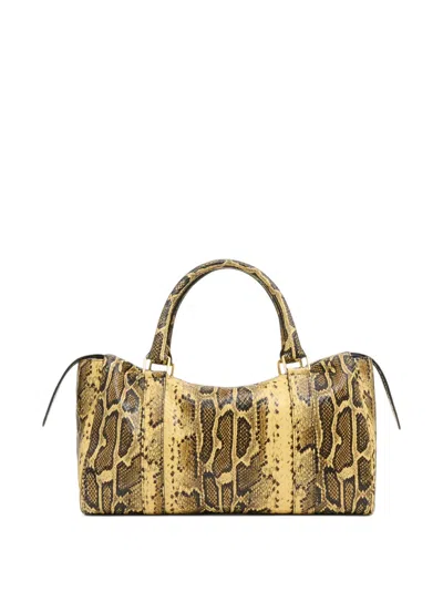 Mansur Gavriel Onda Snakeskin-effect Leather Satchel Bag In Red