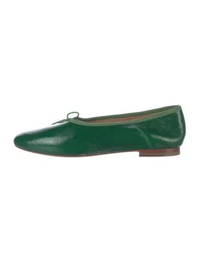 Pre-owned Mansur Gavriel Patent Leather Ballet Flats In Green