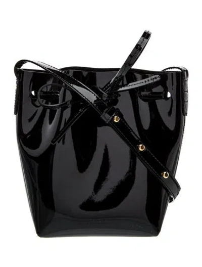 Pre-owned Mansur Gavriel Patent Leather Bucket Bag In Black