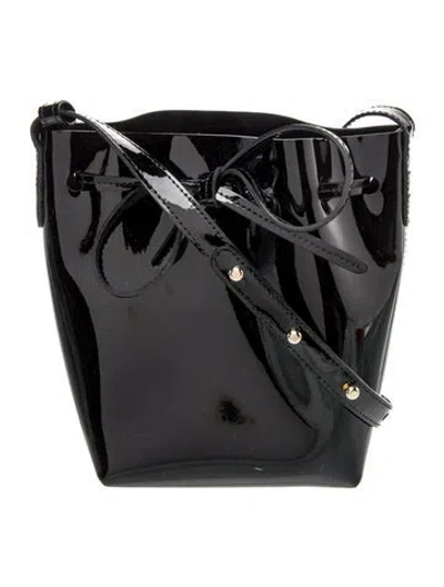 Pre-owned Mansur Gavriel Patent Leather Bucket Bag In Black