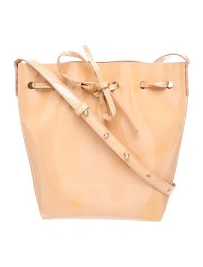 Pre-owned Mansur Gavriel Patent Leather Bucket Bag In Neutral