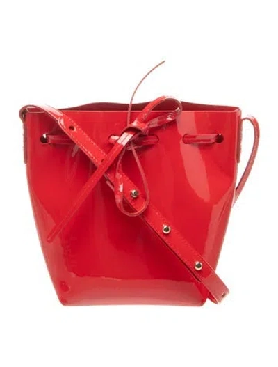 Pre-owned Mansur Gavriel Patent Leather Bucket Bag In Red