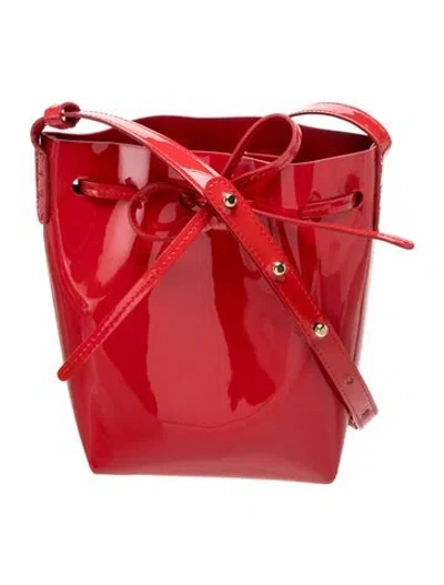 Pre-owned Mansur Gavriel Patent Leather Bucket Bag In Red