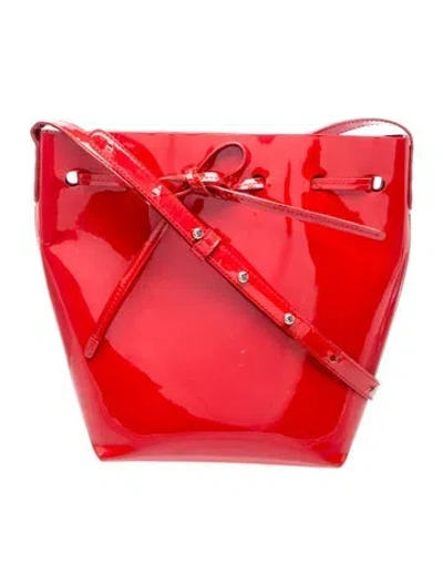 Pre-owned Mansur Gavriel Patent Leather Bucket Bag In Red