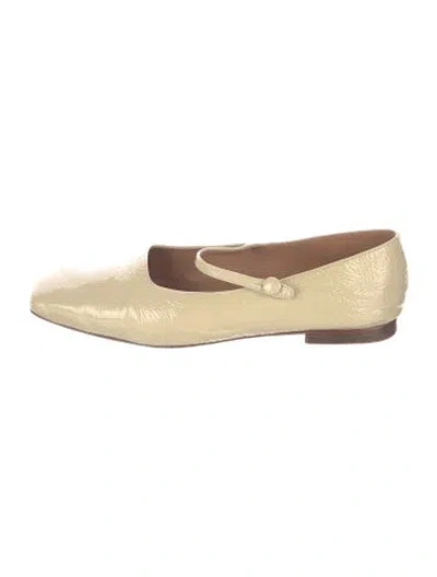 Pre-owned Mansur Gavriel Patent Leather Mary Jane Flats In Neutrals