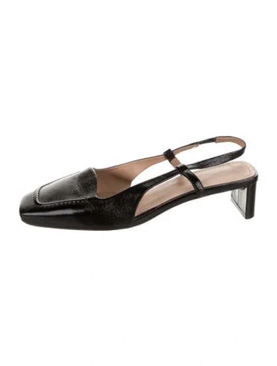 Pre-owned Mansur Gavriel Patent Leather Slingback Sandals In Black