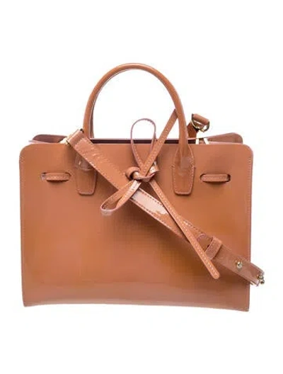 Pre-owned Mansur Gavriel Patent Leather Top Handle Bag In Neutral