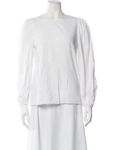 Pre-owned Mansur Gavriel Patterned Crew Neck Top In White