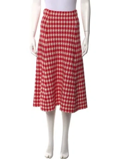 Pre-owned Mansur Gavriel Plaid Print Midi Length Skirt In Red