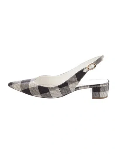 Pre-owned Mansur Gavriel Plaid Print Slingback Flats In Multi