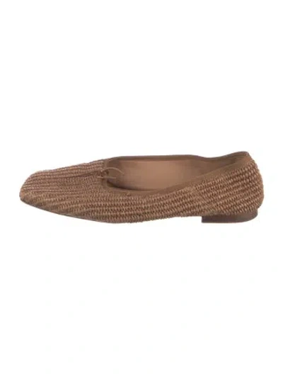 Pre-owned Mansur Gavriel Raffia Bow Accents Ballet Flats In Brown