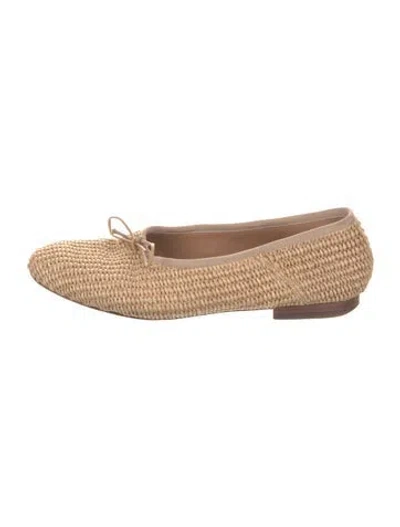 Pre-owned Mansur Gavriel Raffia Bow Accents Ballet Flats In Neutral