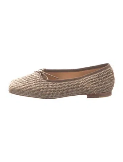 Pre-owned Mansur Gavriel Raffia Bow Accents Ballet Flats In Neutrals