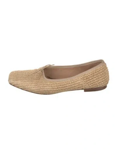 Pre-owned Mansur Gavriel Raffia Bow Accents Flats In Neutral