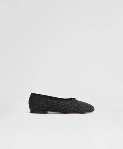 Mansur Gavriel Raffia Dream Ballerina In Black