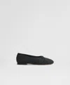 Mansur Gavriel Square Toe Ballet Flat In Black Raffia