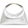 Mansur Gavriel Rhea Metal Handle Leather Bag In Silver