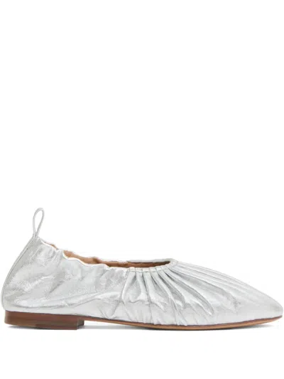 Mansur Gavriel Ruched Ballerina Flats In Silver