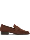 Mansur Gavriel Ruched Suede Loafers In Brown