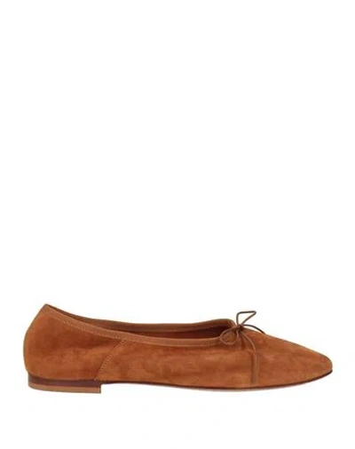 Mansur Gavriel Ruched Woman Ballet Flats Brown Size 11.5 Leather In Multi