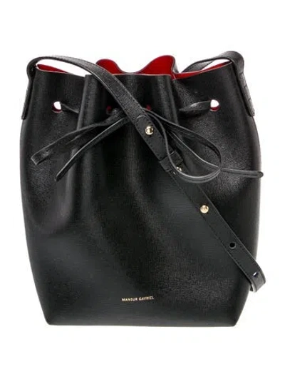 Pre-owned Mansur Gavriel Saffiano Leather Bucket Bag In Black