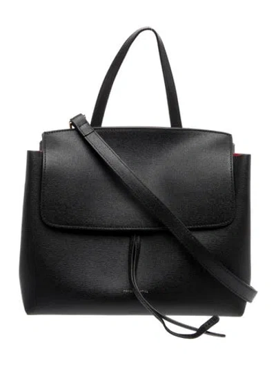 Pre-owned Mansur Gavriel Saffiano Leather Top Handle Bag In Black
