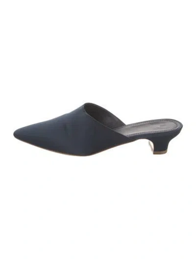Pre-owned Mansur Gavriel Satin Mules In Blue