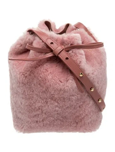 Pre-owned Mansur Gavriel Shearling Bucket Bag In Pink