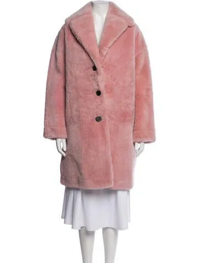 Pre-owned Mansur Gavriel Shearling Faux Fur Coat In Pink