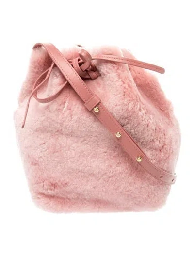 Pre-owned Mansur Gavriel Shearling Shoulder Bag In Pink