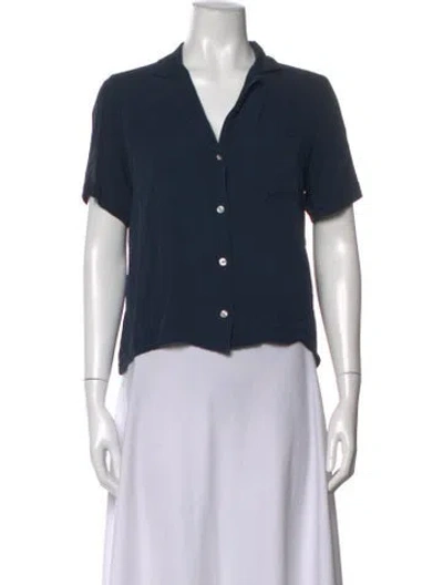 Pre-owned Mansur Gavriel Short Sleeve Button-up Top In Blue