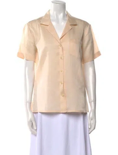 Pre-owned Mansur Gavriel Short Sleeve Button-up Top In Neutral