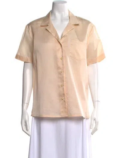 Pre-owned Mansur Gavriel Short Sleeve Button-up Top In Neutral