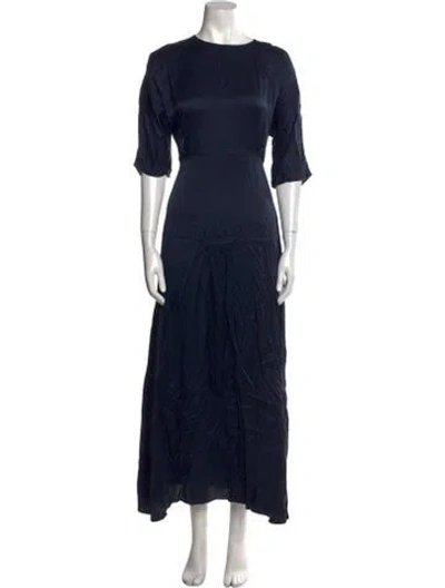 Pre-owned Mansur Gavriel Silk Long Dress In Blue