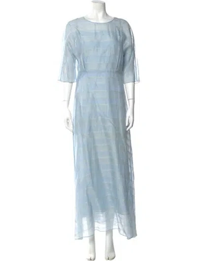 Pre-owned Mansur Gavriel Silk Long Dress In Blue