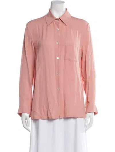 Pre-owned Mansur Gavriel Silk Long Sleeve Blouse In Pink