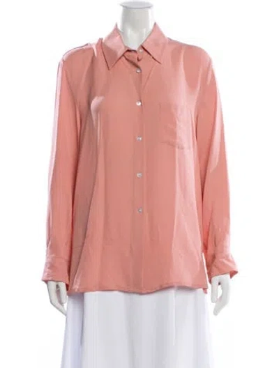 Pre-owned Mansur Gavriel Silk Long Sleeve Button-up Top In Neutral