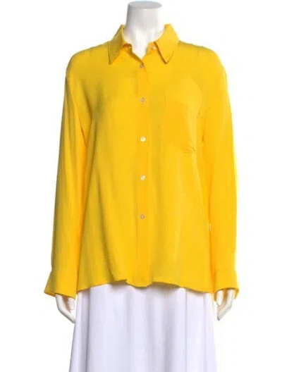 Pre-owned Mansur Gavriel Silk Long Sleeve Button-up Top In Yellow