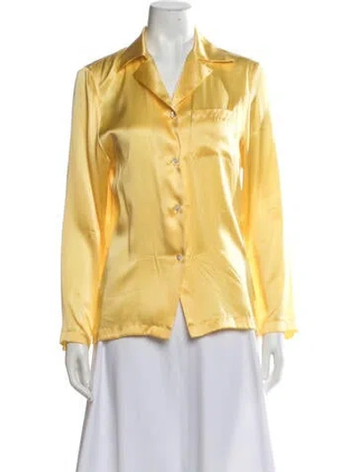 Pre-owned Mansur Gavriel Silk Long Sleeve Button-up Top In Yellow