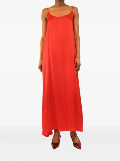 Pre-owned Mansur Gavriel Silk Maxi Slip Dress In Red