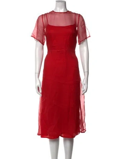 Pre-owned Mansur Gavriel Silk Midi Length Dress In Red